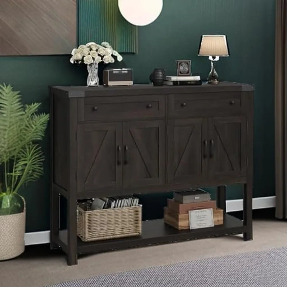 Modern Farmhouse Buffet Sideboard Cabinet with Console Table