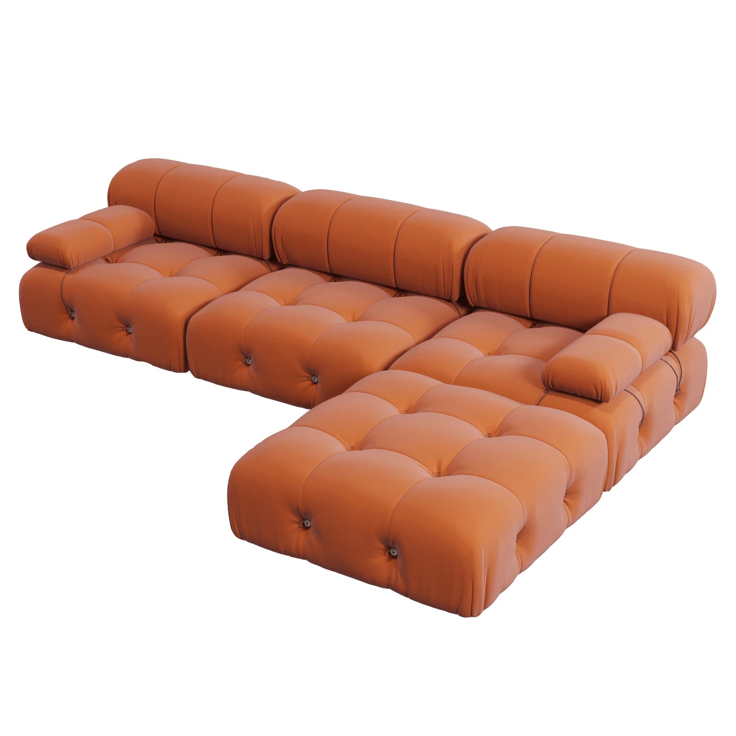 Modern L-Shaped Velvet Couch with Reversible Ottoman