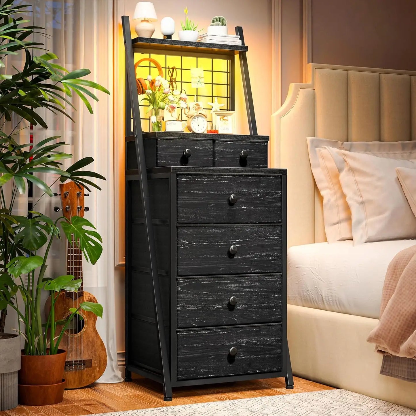 Vertical Dresser for Bedroom with LED Lights