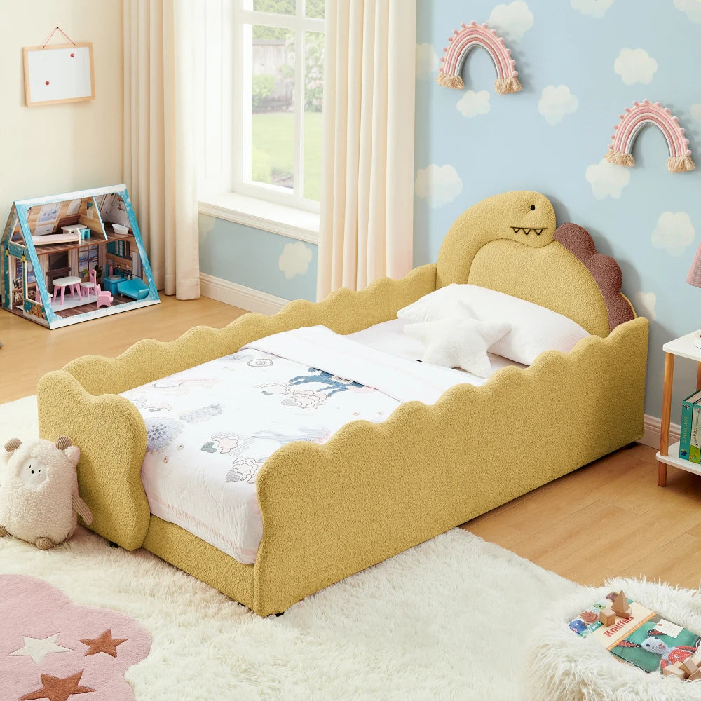 Cute Dinosaur-Shaped Bed with Safety Guardraild