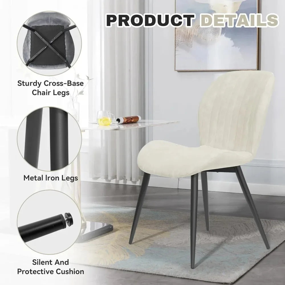 Upholstered Modern Fabric Dining Chairs with Thick Cushions