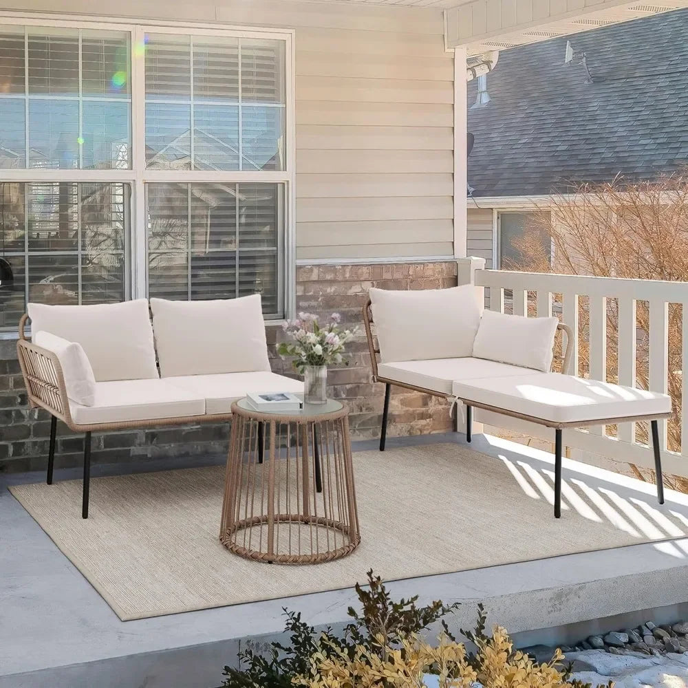 Patio Furniture Set with Removable Cushions and a Coffee Table