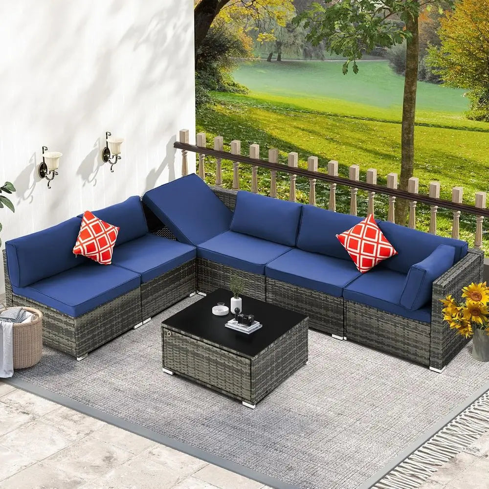 7-Piece Storage, Cushions, Pillows Furniture Set