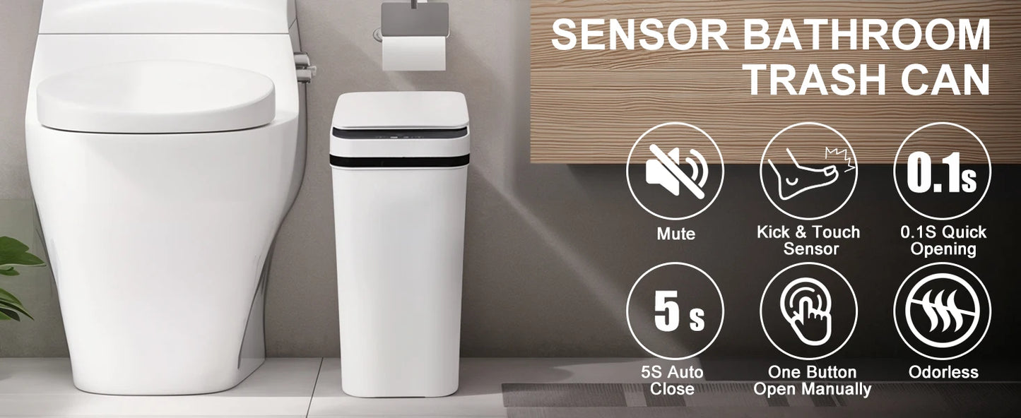 2 Pack 12L Automatic Trash Cans Touch Motion Sensor
