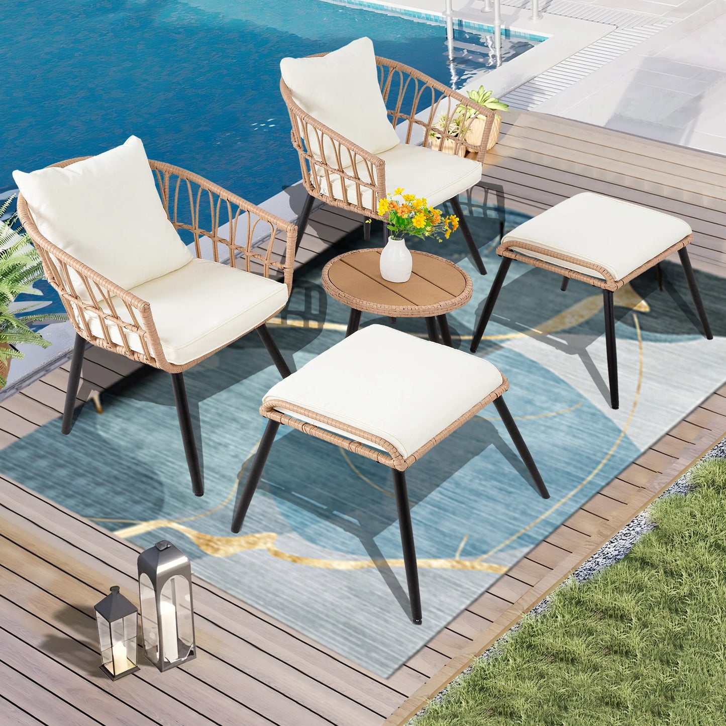 Outdoor Wicker Small Conversation Bistro Set