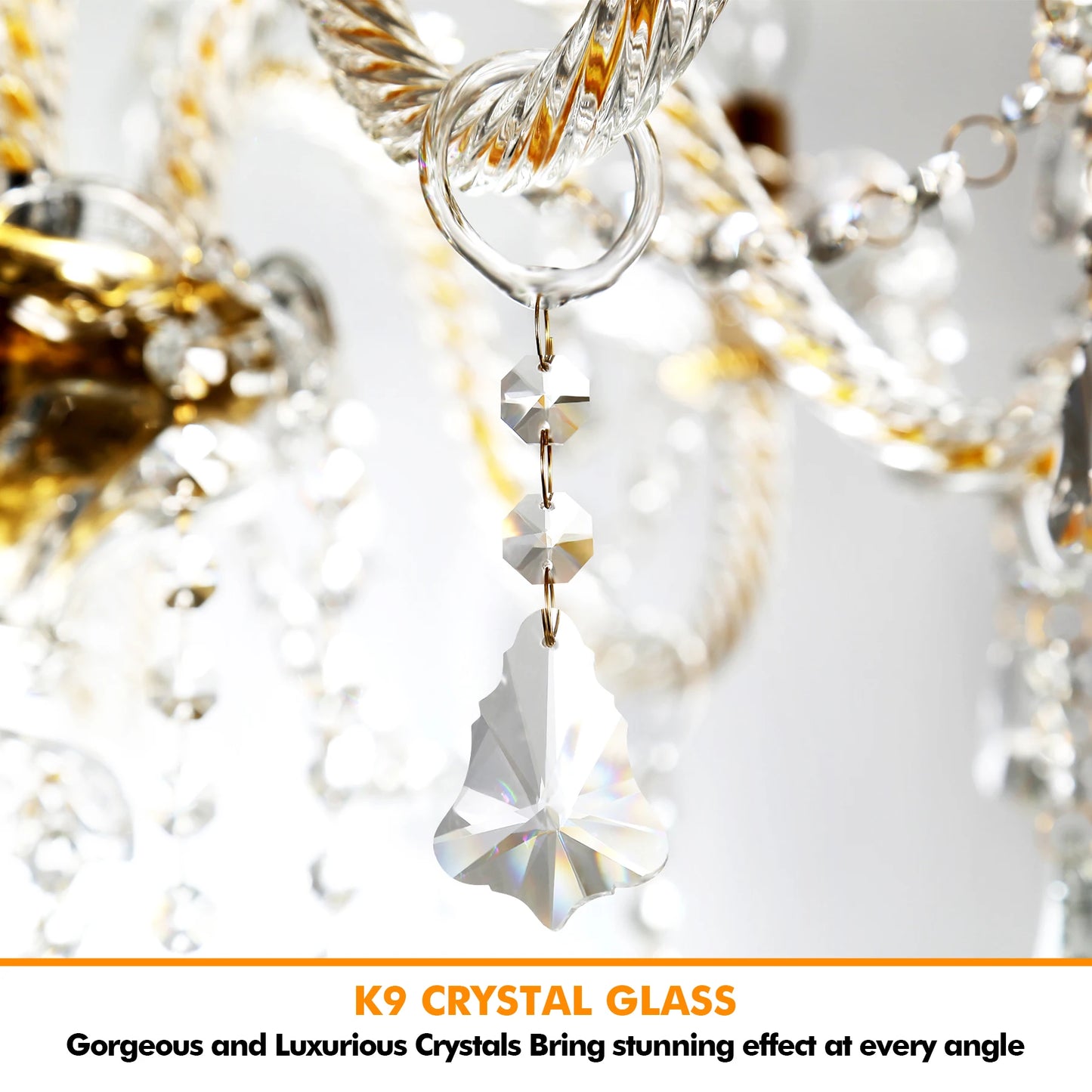 Modern Lighting Crystal Chandelier Adjustable Chain Ceiling Pendant
