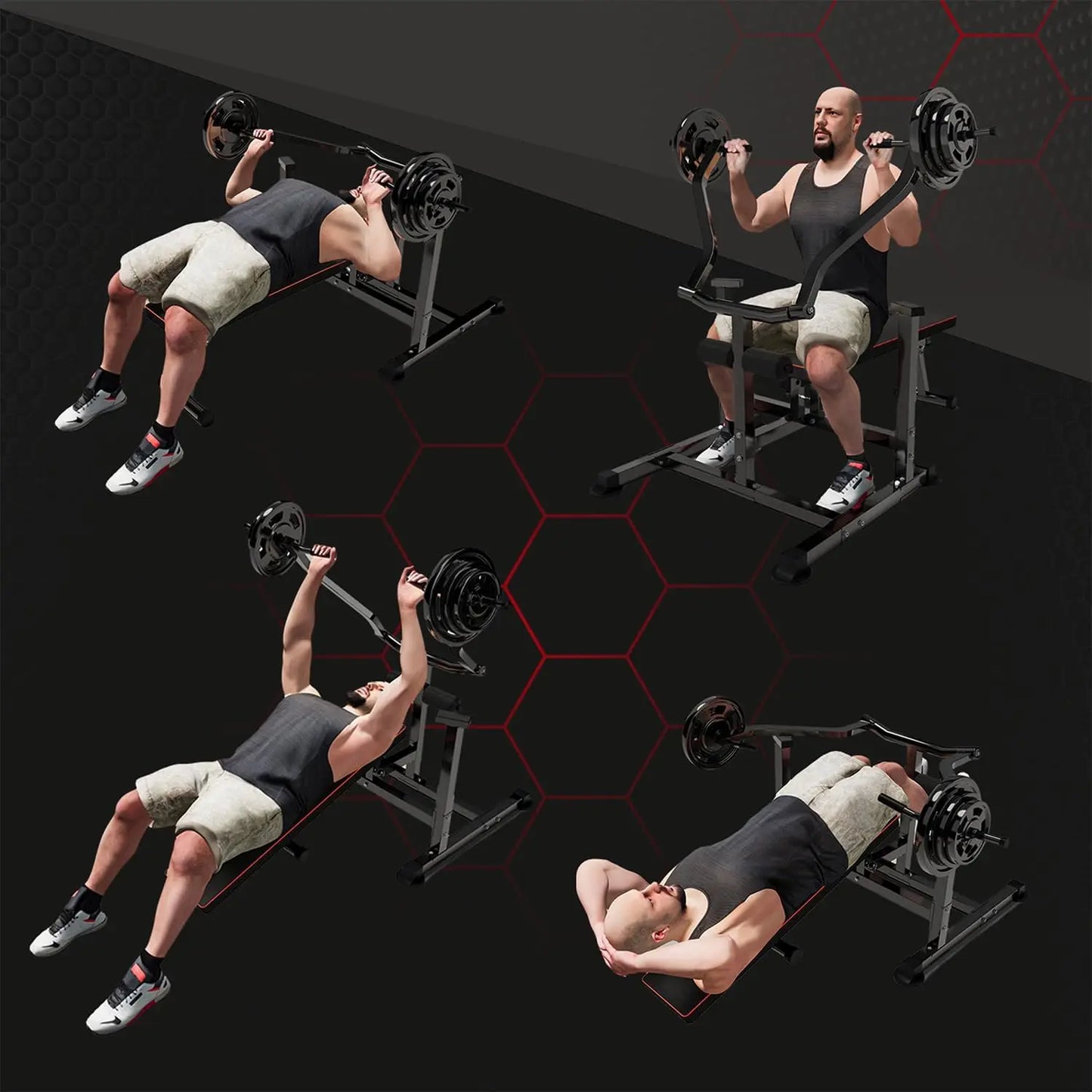 Bench Press Set with Independent Converging Arms Adjustable