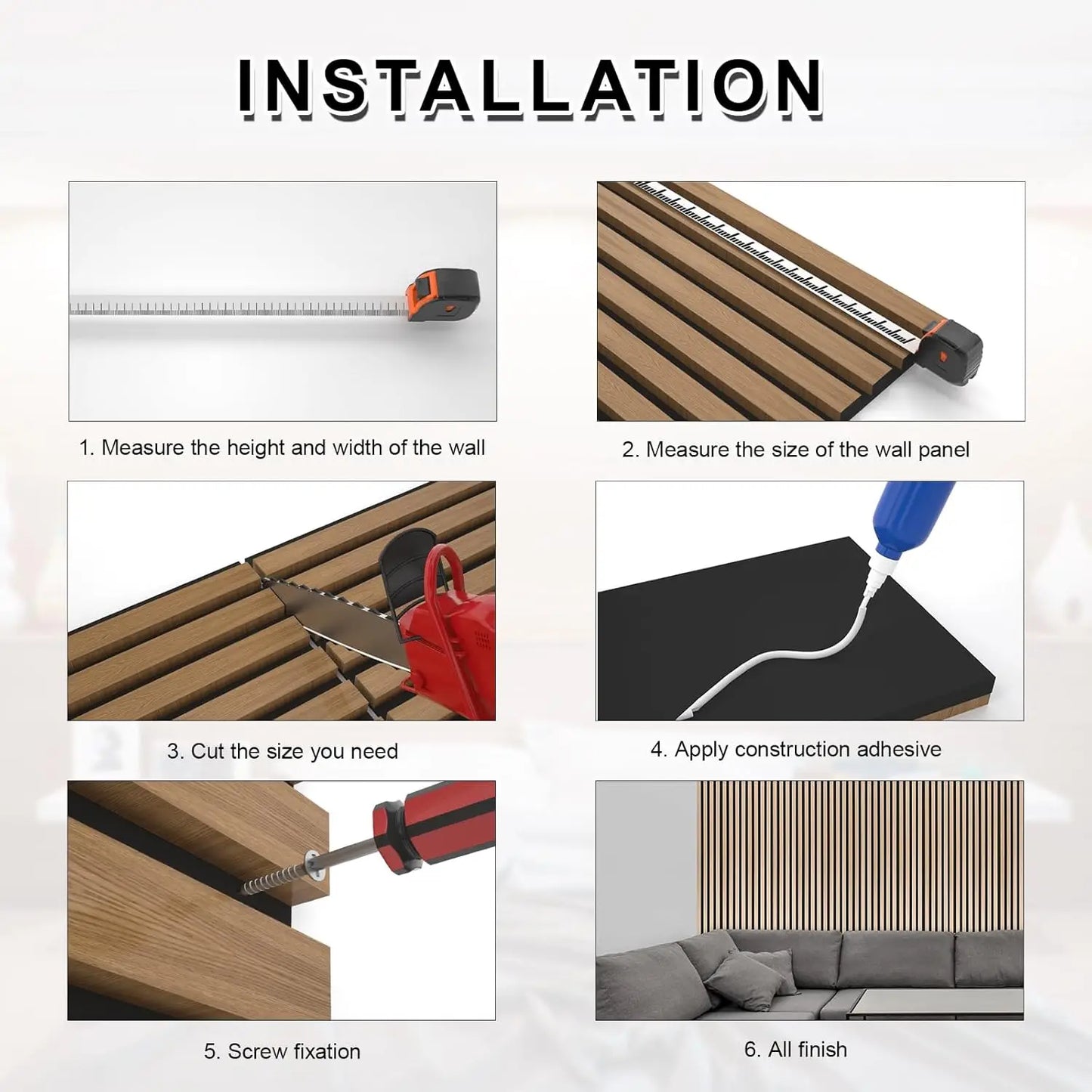 Soundproof Wood Slat Wall Panel for Interior Wall Decor Noise Cancelling