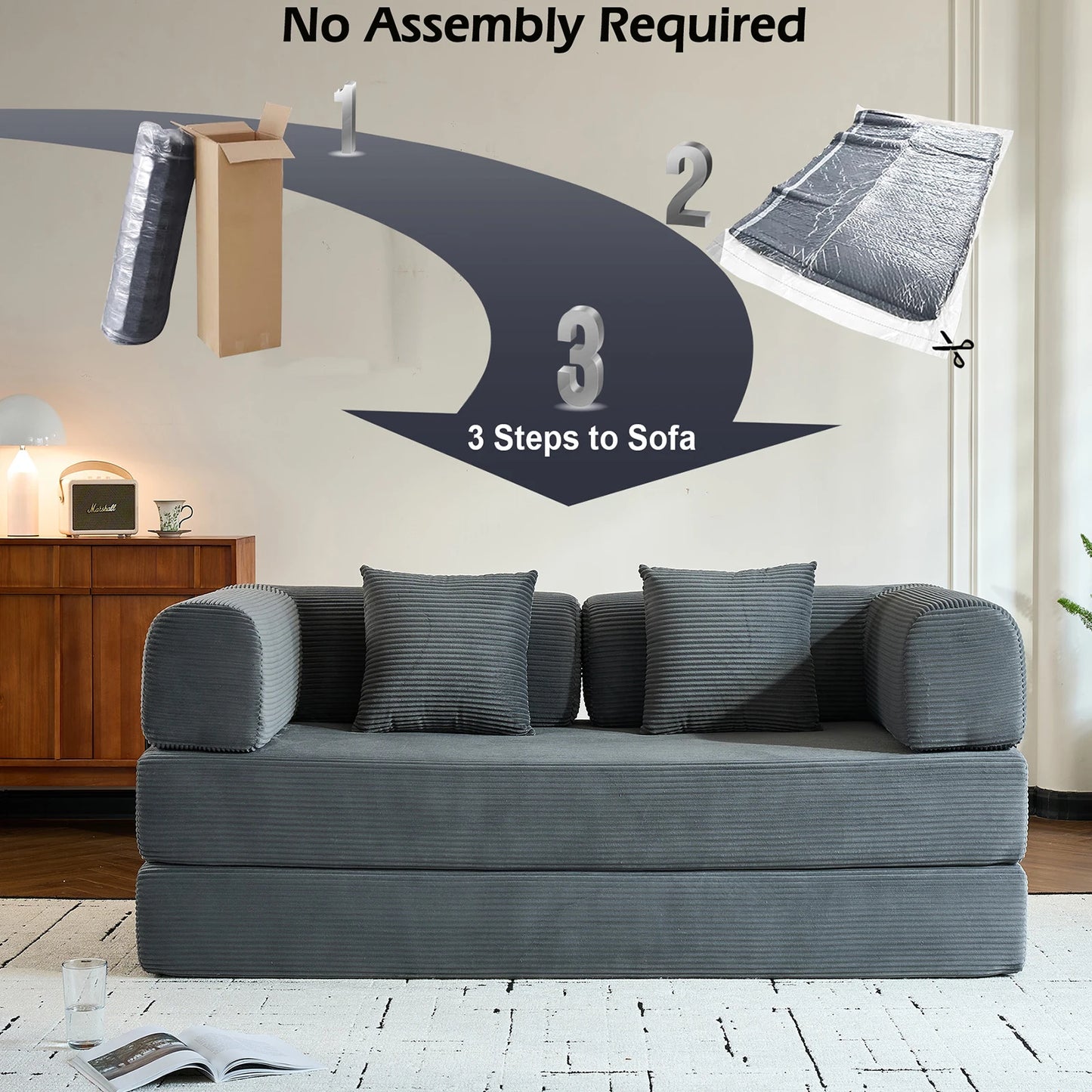 Oversized Corduroy Futon Floor Couch