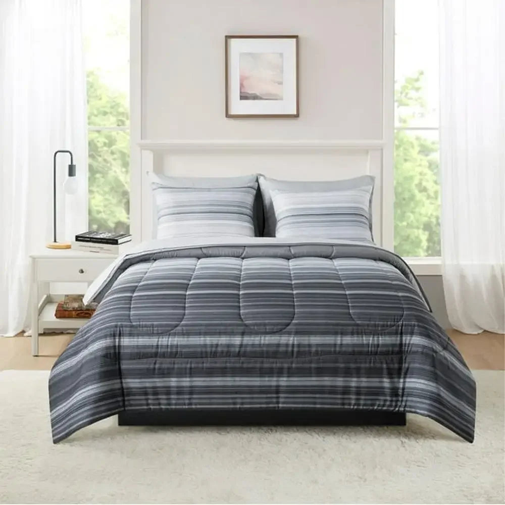 Grey Ombre Stripe Comforter Set