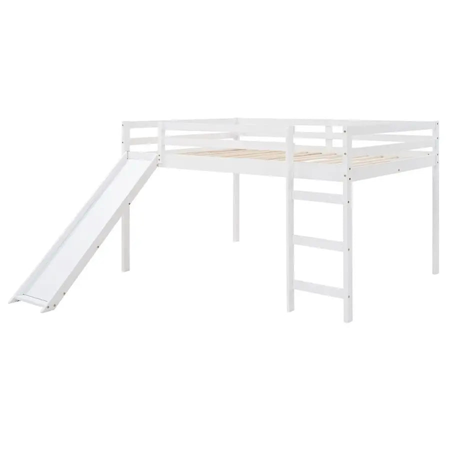 Full Loft Bed Frame with Slide and Ladder Safety Rail