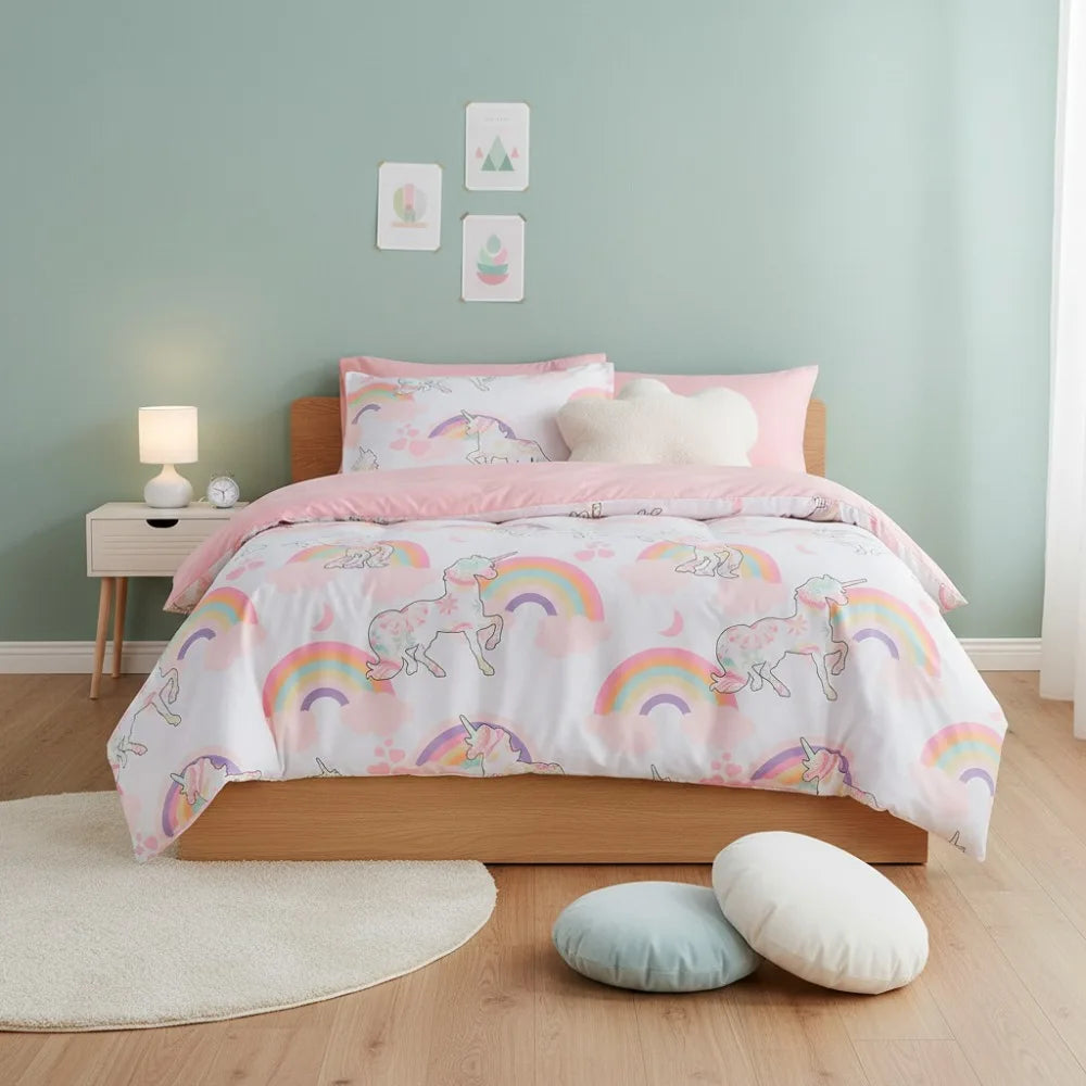 Kids Unicorn Bedding Set with Sheets & Pillowcases, Soft & Cute Design