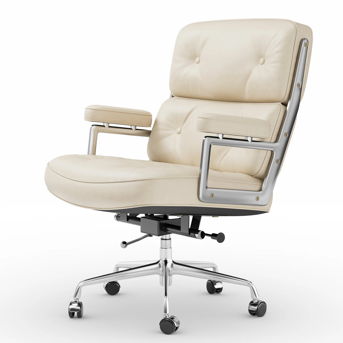 Genuine Leather with Aluminum Arms and Wheels for Support Rolling Swivel