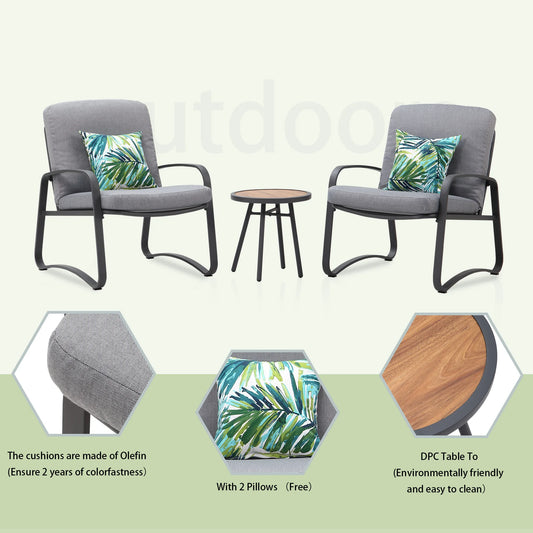 3 Piece Rocking Bistro Set with DPC Coffee Table