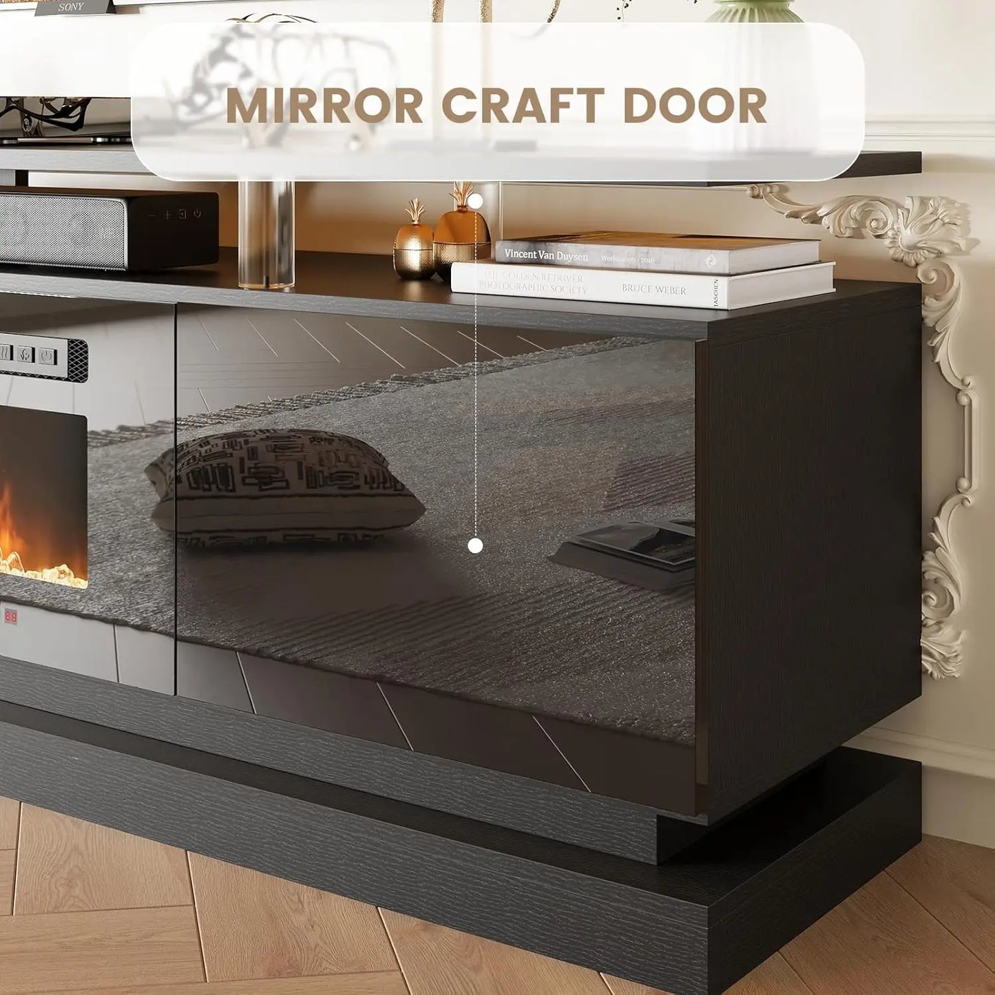 Modern Fireplace TV Stand Console with Storage