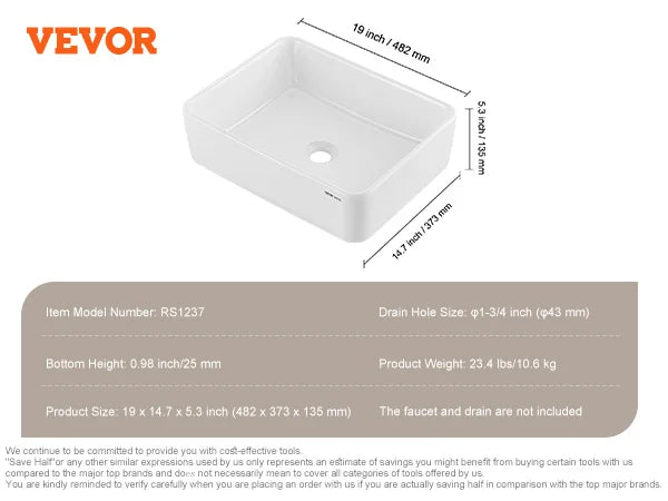 Bathroom Ceramic Vessel Sink Counter-top
