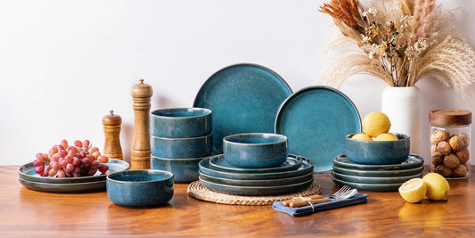 Reactive Glaze Vertical Edge Dinnerware Set