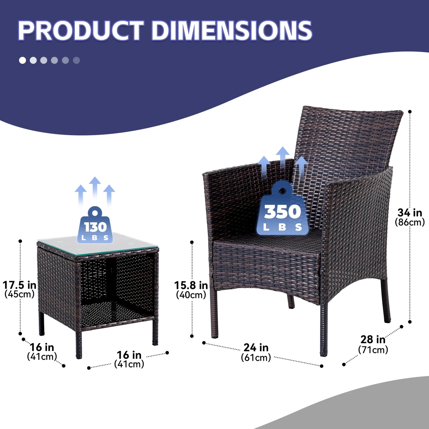 3-Piece Bistro Set Outdoor Patio Furniture