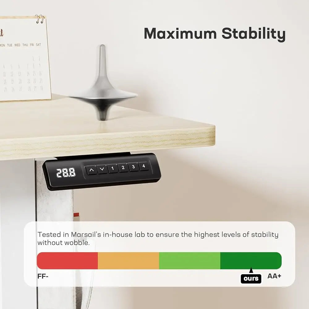 Home Office Adjustable Height Standing Desk with Storage Bag and Headphone Hook