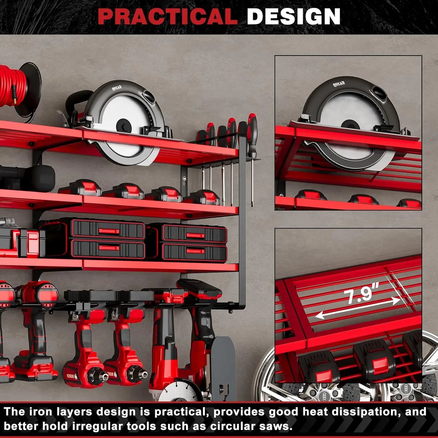 Heavy Duty Power Tool Organizer Wall Mount