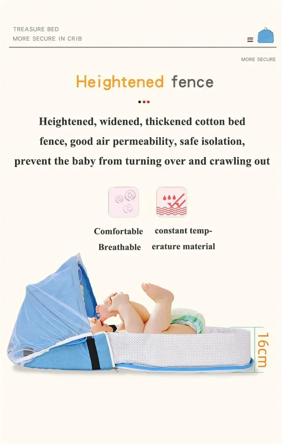 Portable Newborn Baby Bed - Bionic Isolation Travel Crib