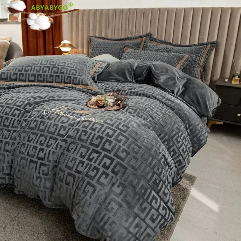 Bedding Set Luxury Winter Double Sided Milk Velvet Duvet Covers