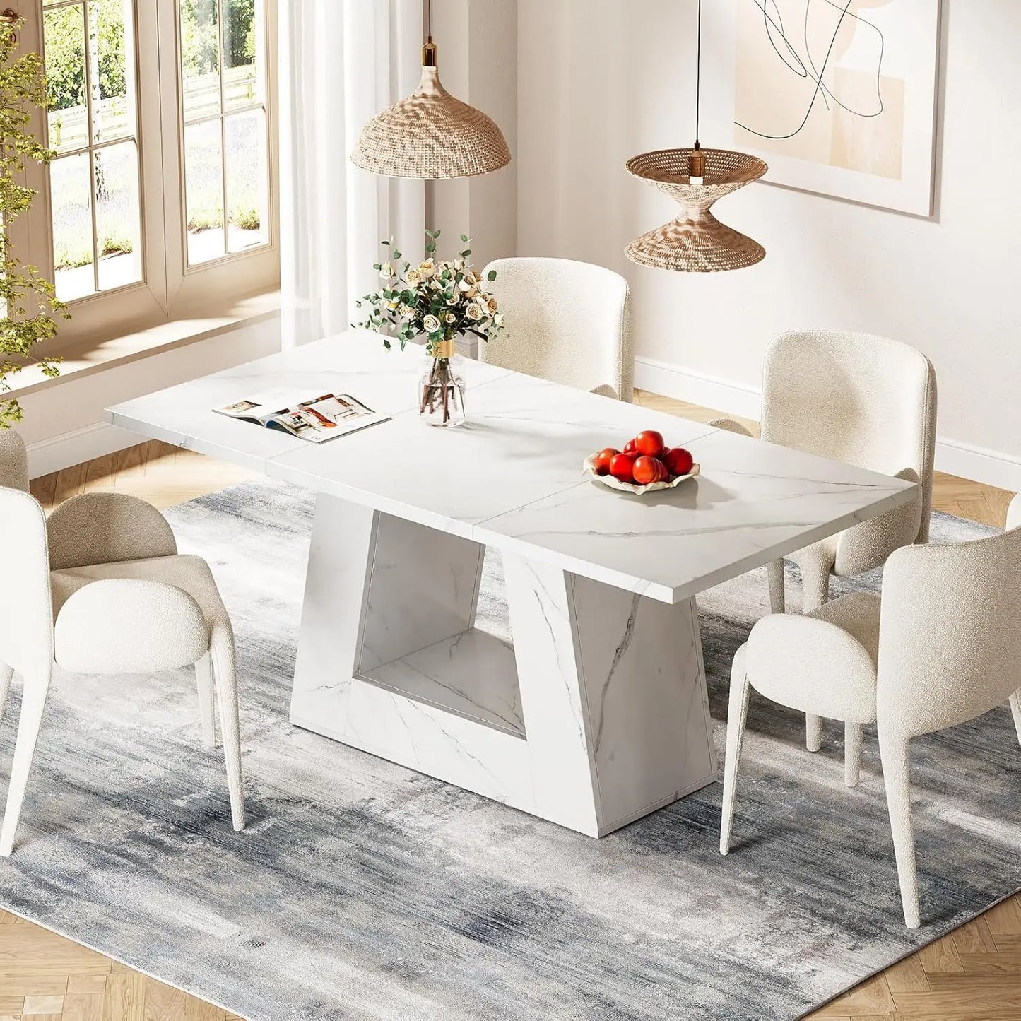 Rectangular Dining Table for 4 to 6 People