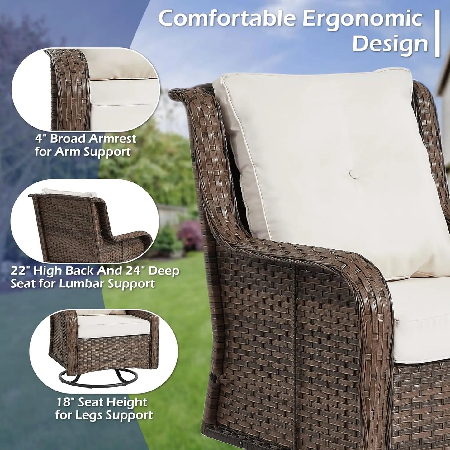 360 Swivel Patio Set  Garden Porch Backyard , Custom