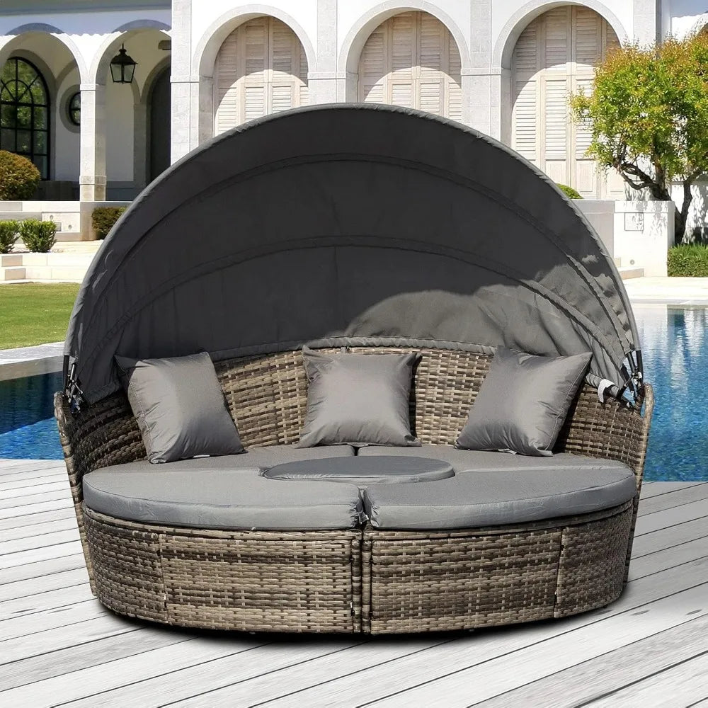 Round Convertible Daybed with Cushions