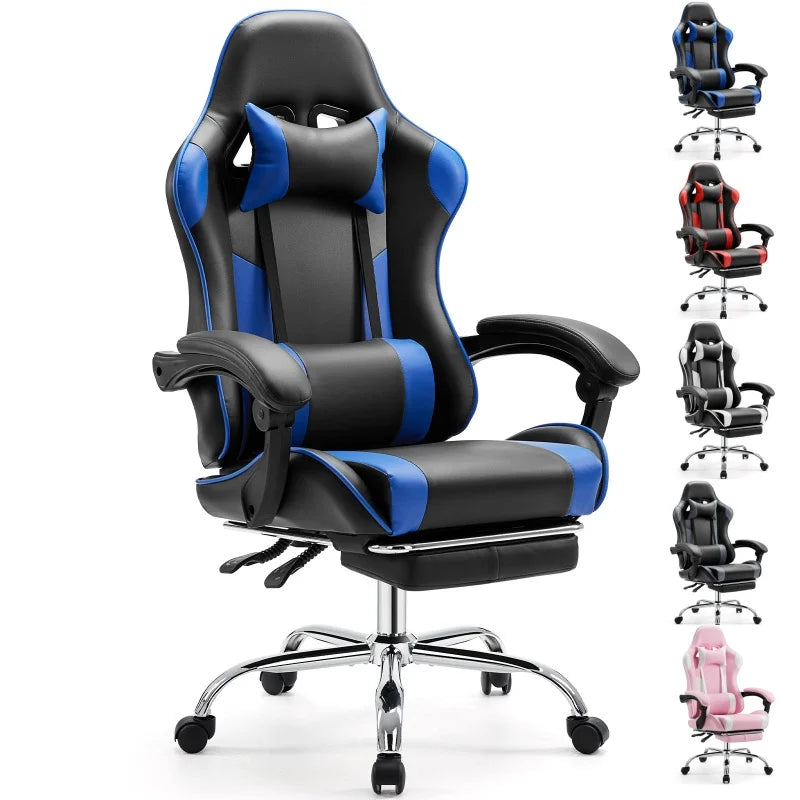 Swivel PU Leather with Headrest and Lumbar Support Gaming Chair