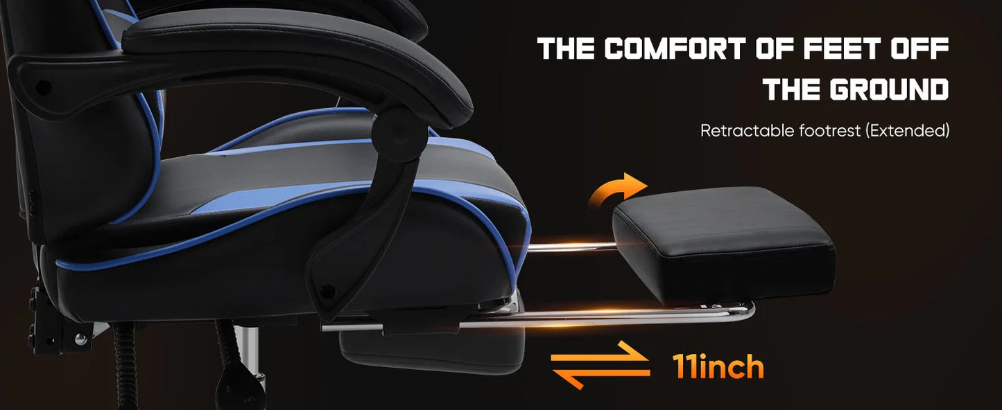 Swivel PU Leather with Headrest and Lumbar Support Gaming Chair
