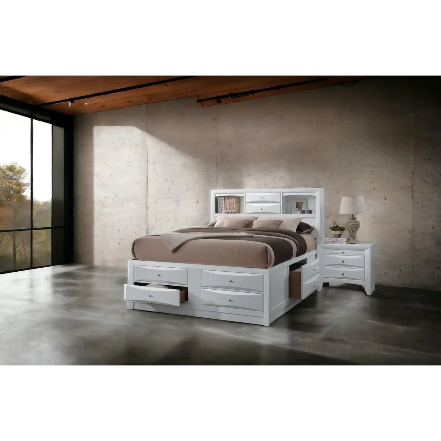 Ireland White Finish - Bed with Storage