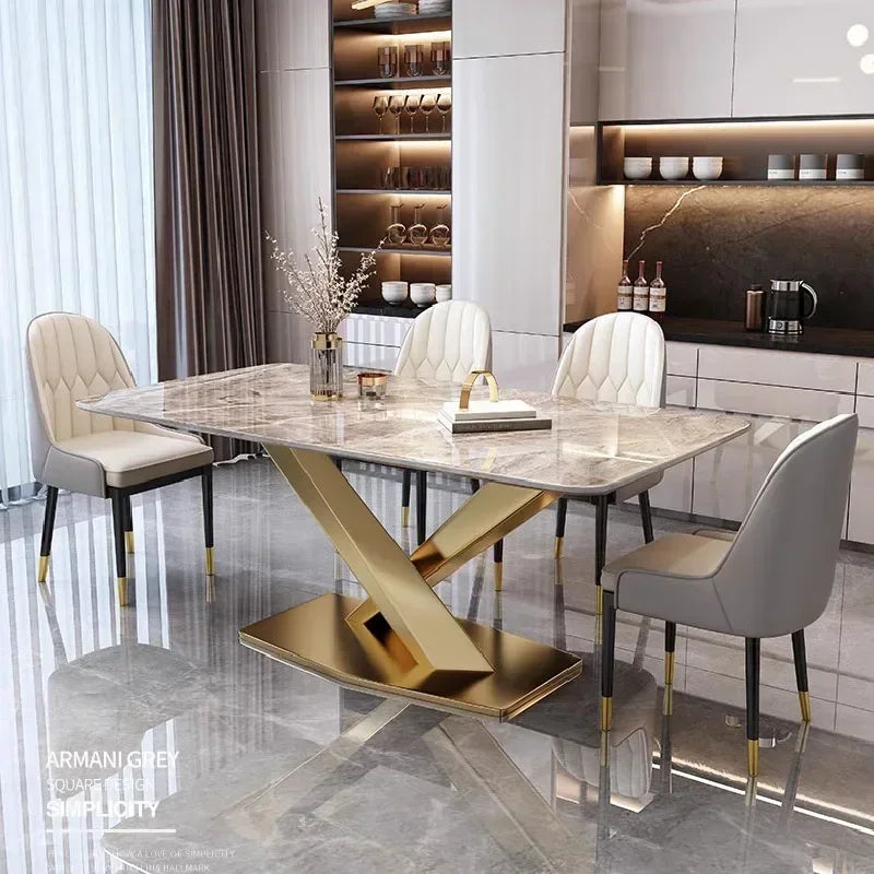 Thick Solid Center Steel Luxury Dining Table