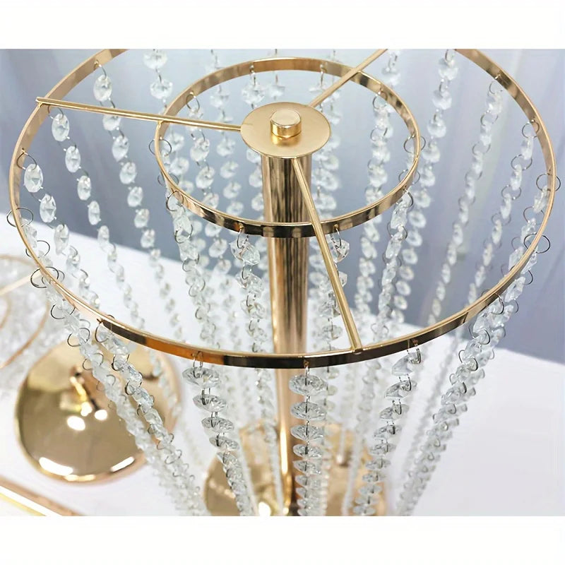 Tall Metal Crystal Flower Stand Vase