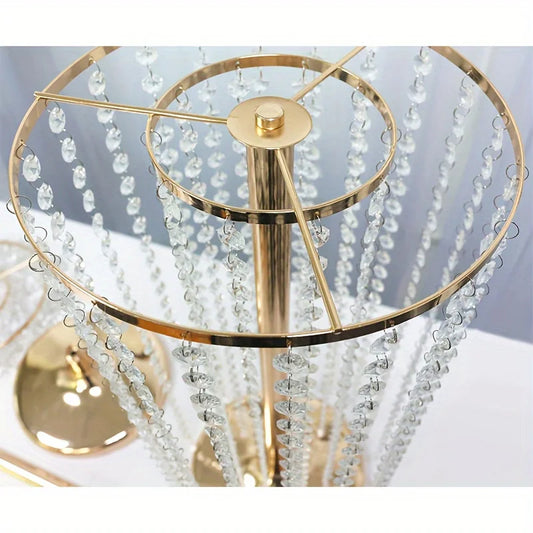 Tall Metal Crystal Flower Stand Vase