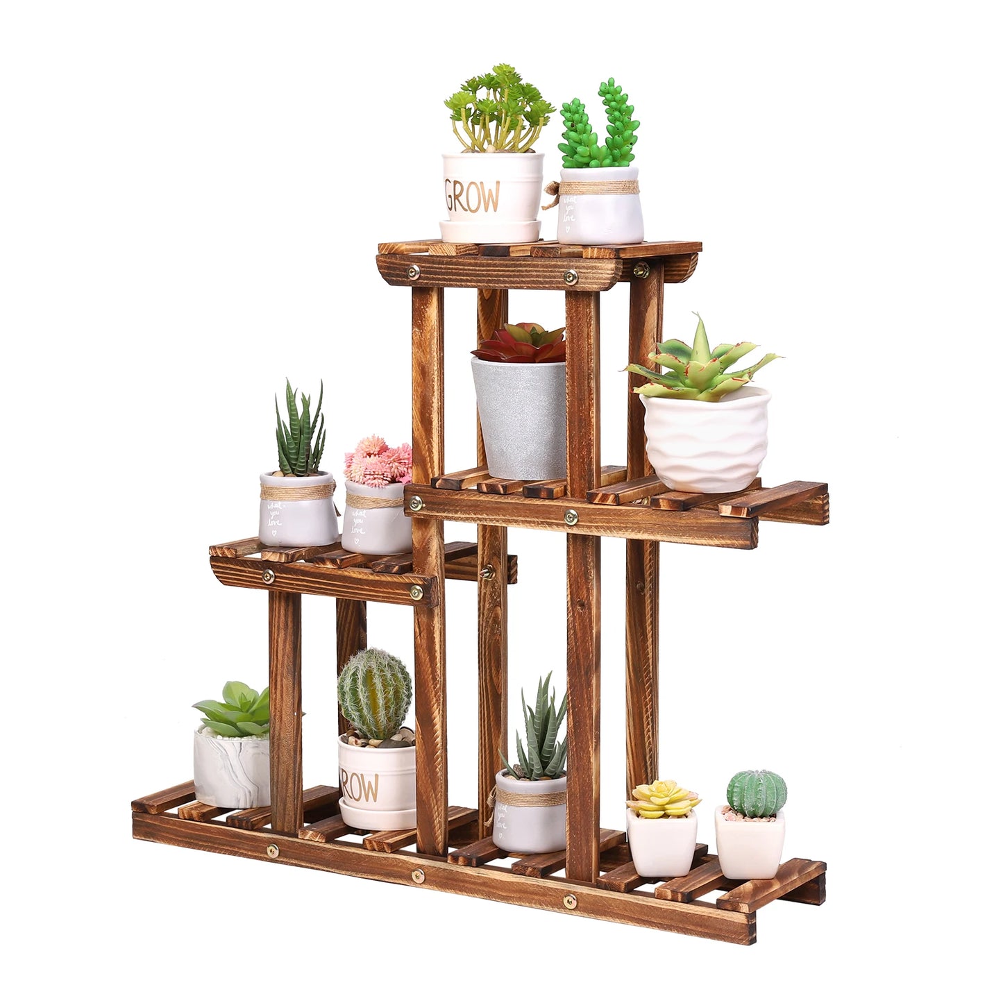 Carbonized Wood Plant Stand Multi Tier Succulent Rack