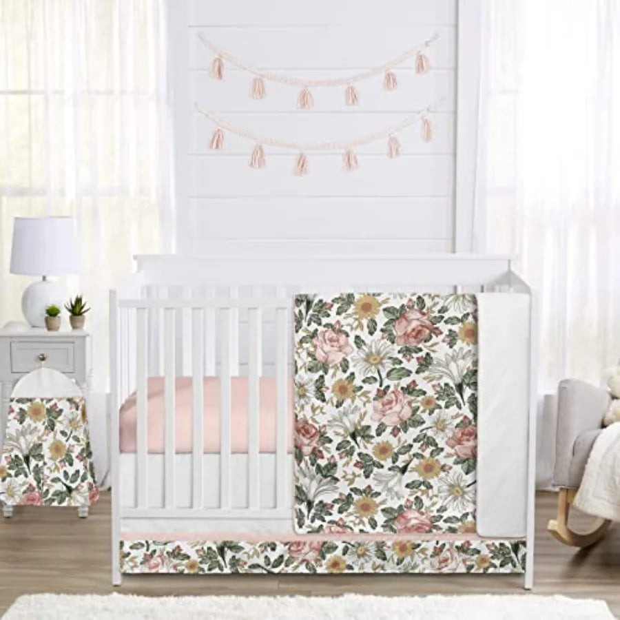 Baby Crib Bedding Set - Boho Vintage Floral