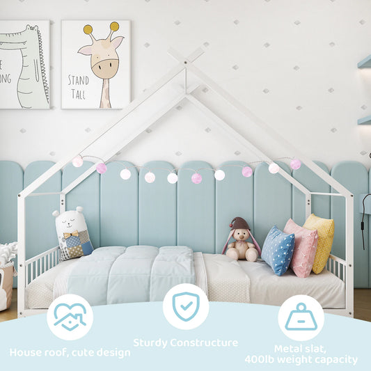 White Flat Bed House Shape with Side Guardrails