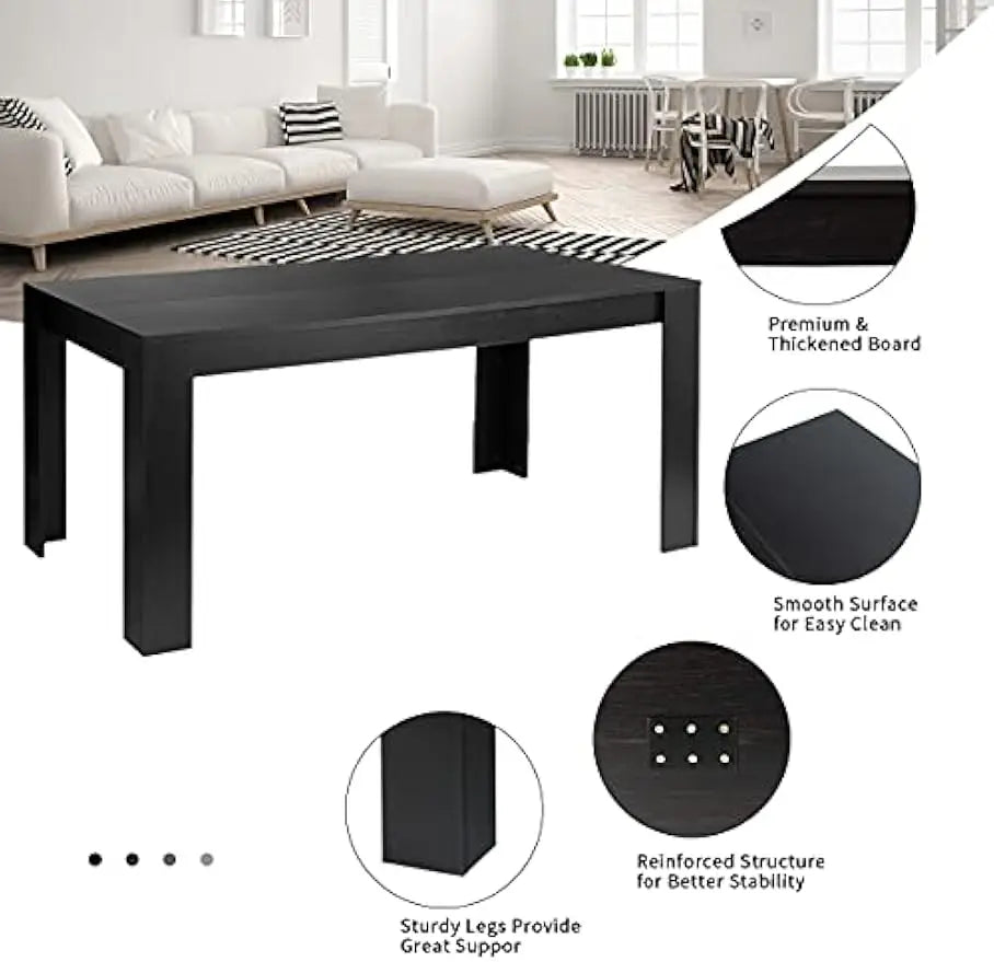 Wood Rectangular Table with 8 Upholstered Chairs Set