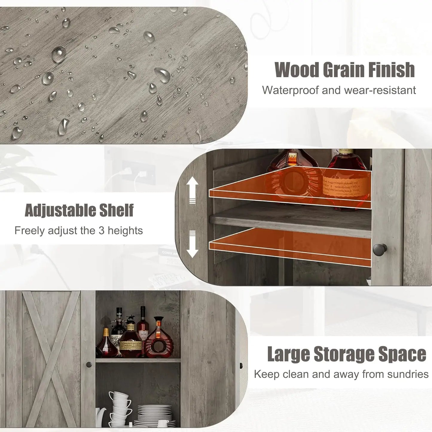 Buffet Cabinet with Doors and Shelves