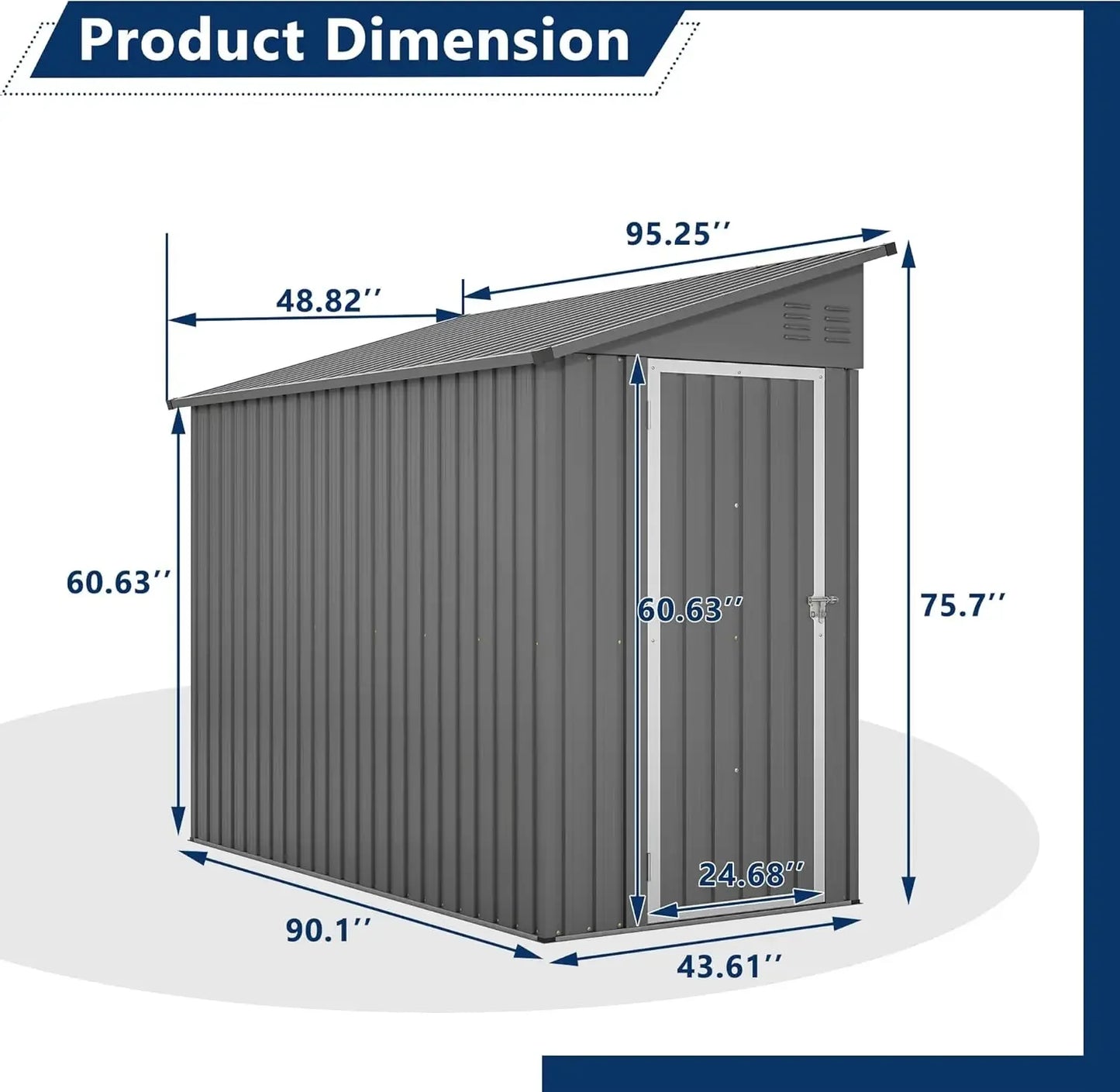 Lean To Outdoor Storage Shed - Metal Wall Side Shed