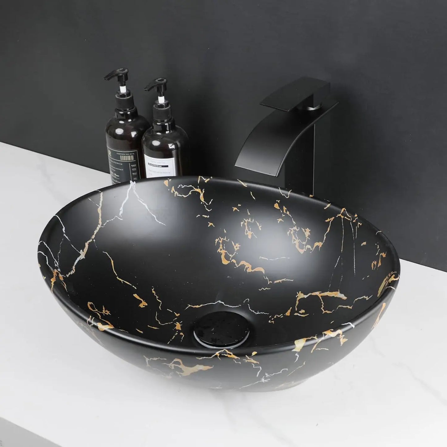 Ceramic Oval Marbling Vessel Sink