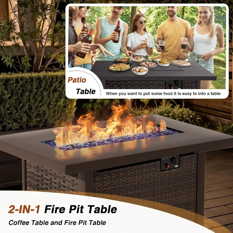 Patio Furniture Set with Fire Pit Table