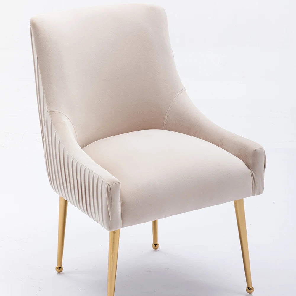 Modern Glam Vanity Buckle Pleated Velvet Dining Chair