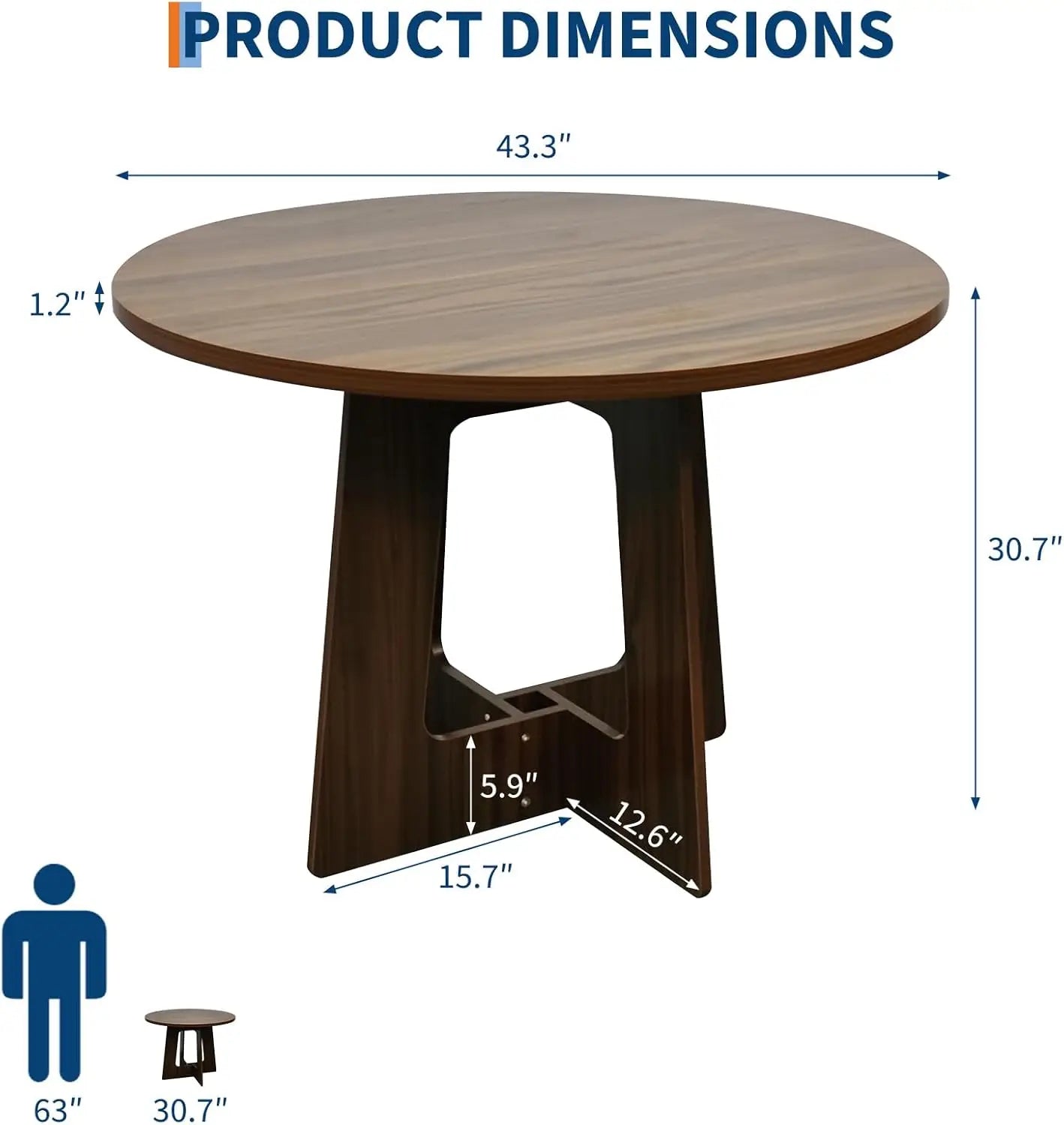 Round Dining Table with Cross Base