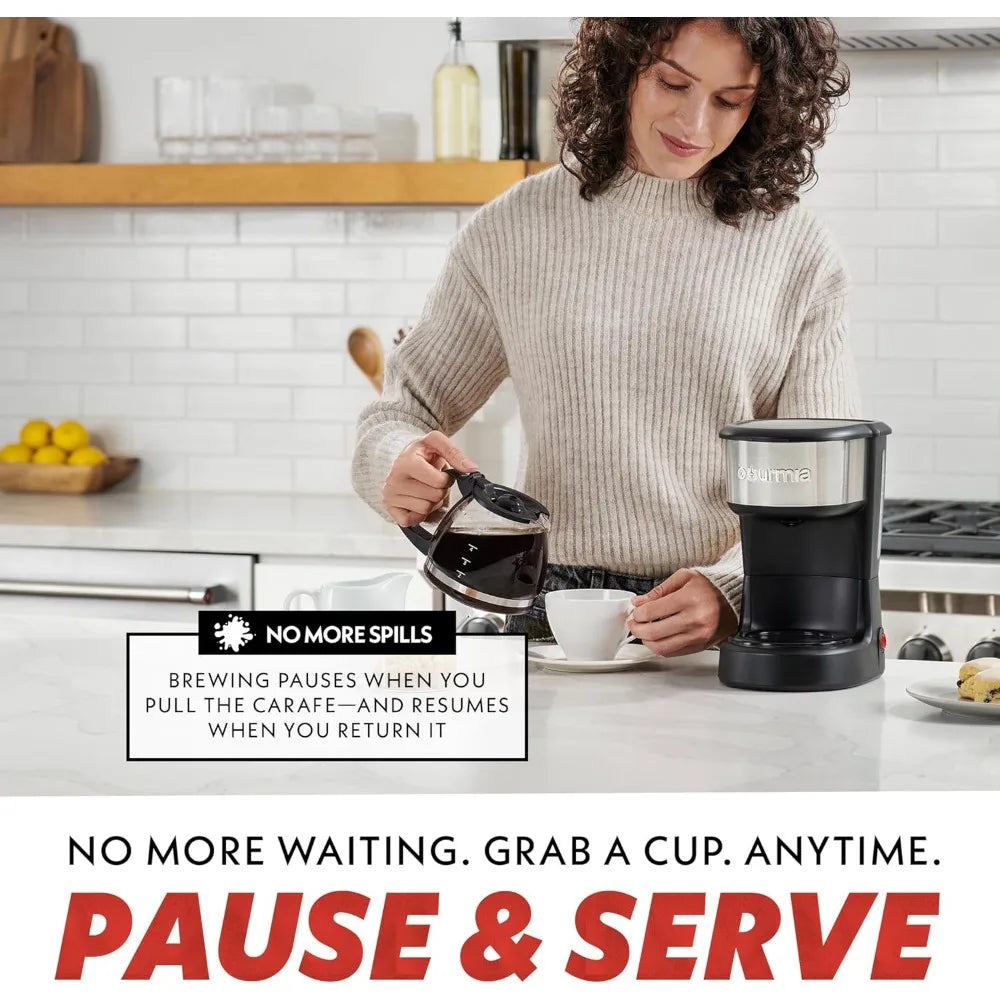 Coffee Maker –  One-Touch Brew, Stainless Steel