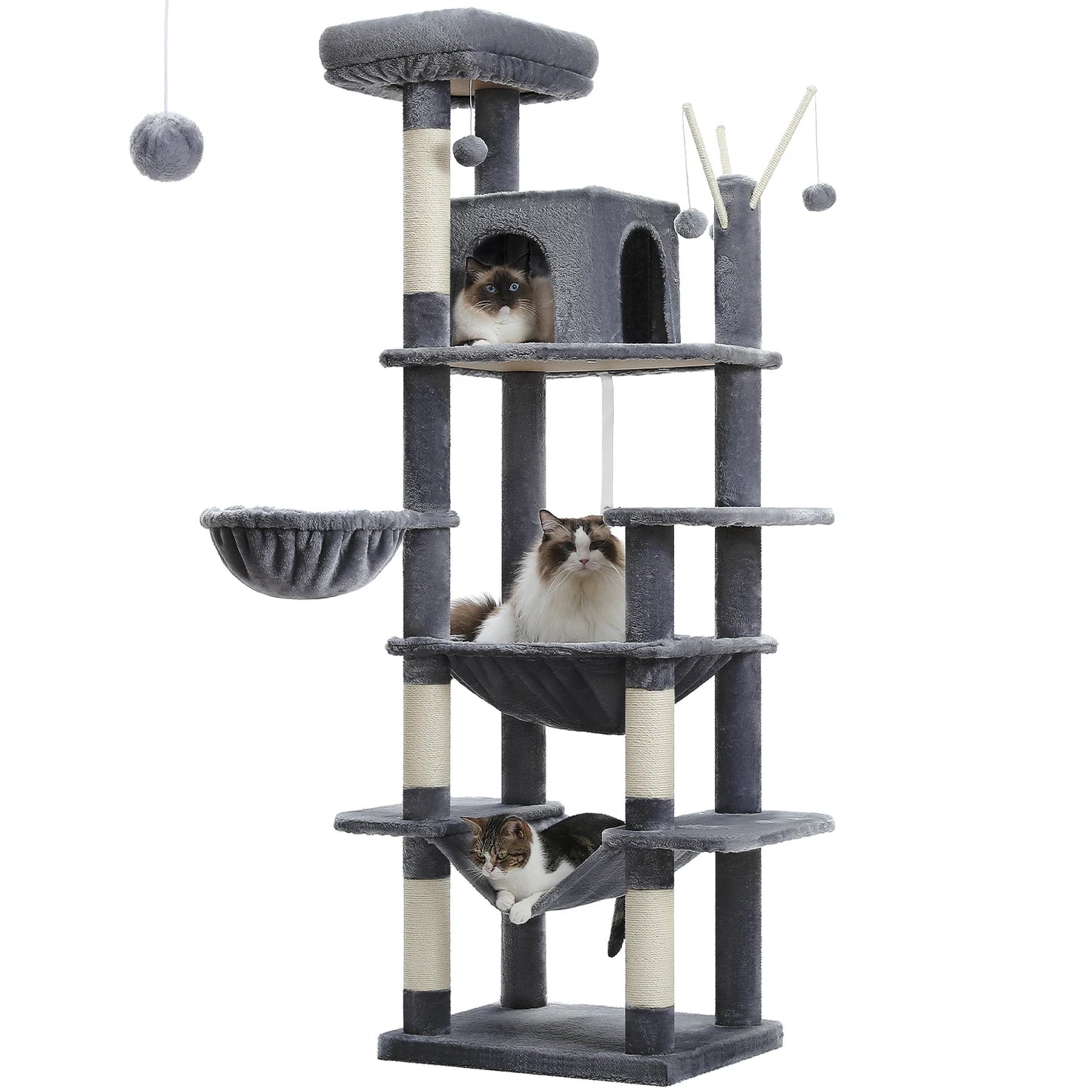 Multi-Level Plush Cat Condo with Scratching Posts