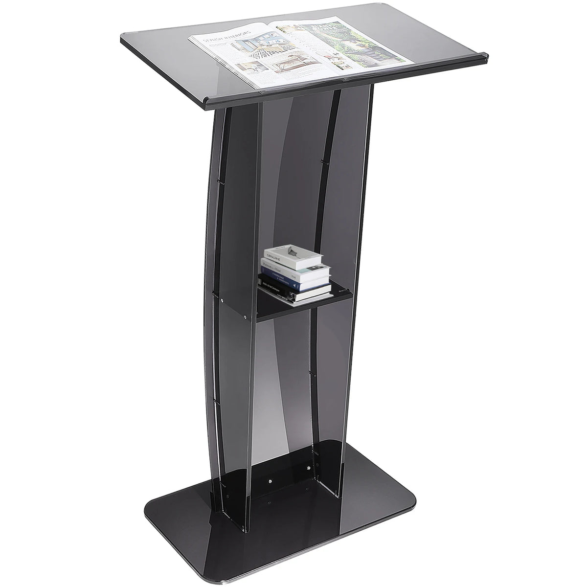 Acrylic Desktop Lecterns w/ Storage Shelf