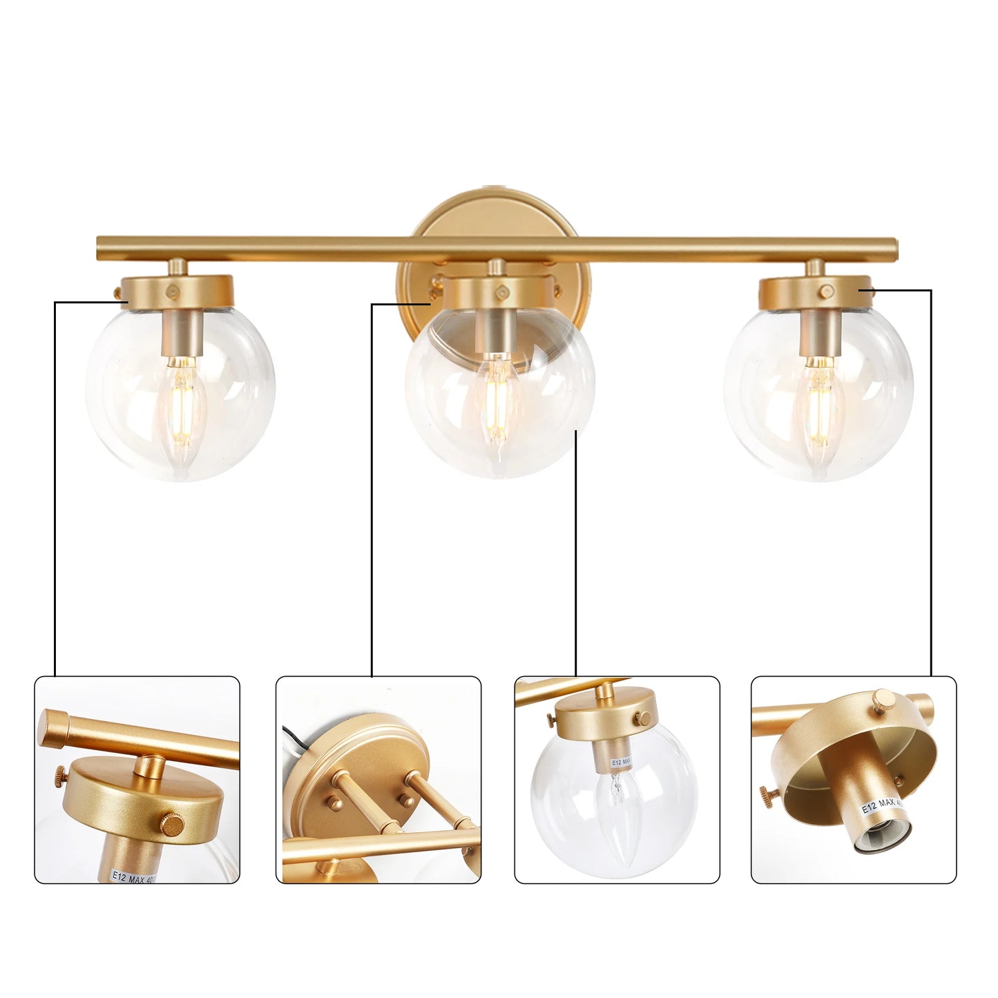 Modern Wall Sconces Brushed Gold Vanity Lights