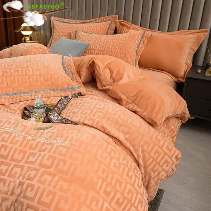 Bedding Set Luxury Winter Double Sided Milk Velvet Duvet Covers